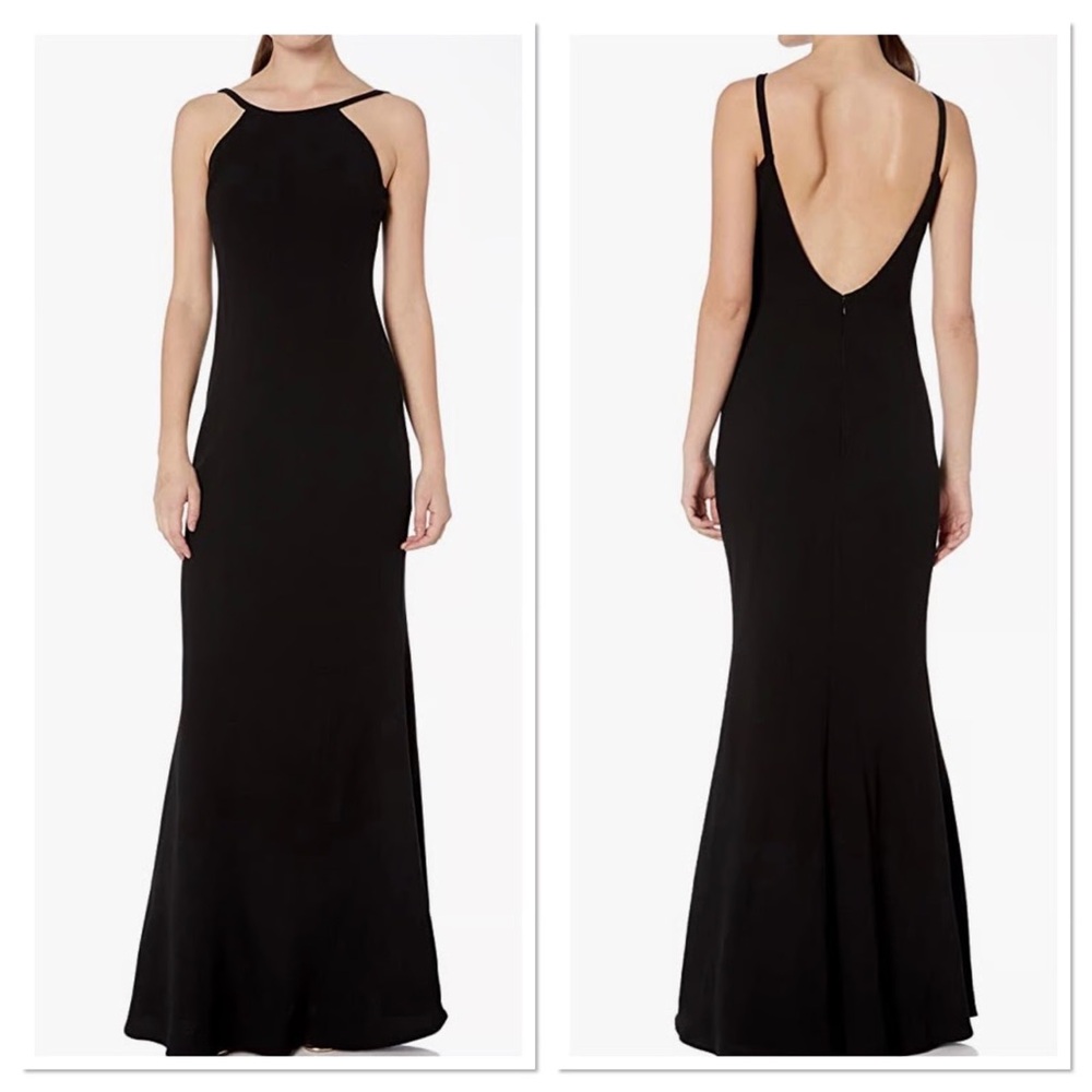 Calvin Klein Black Halter Low Back Classic Dress Formal Wedding Formal